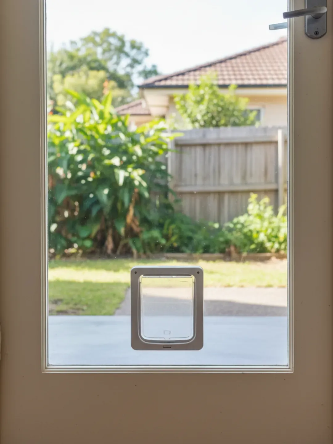 Precision cut-out setup for pet door installation into suitable glass types in Ascot using professional glazing tools.