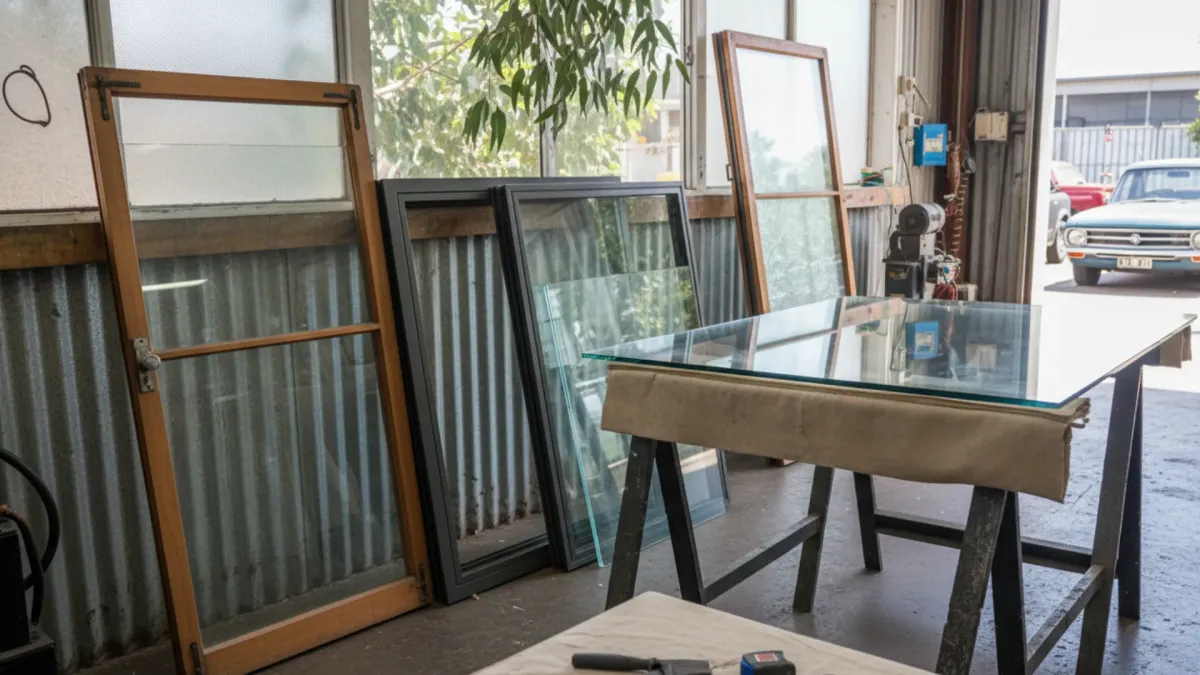 Window glass cut to size in Ascot for timber and aluminium frames with precise workshop measurement.