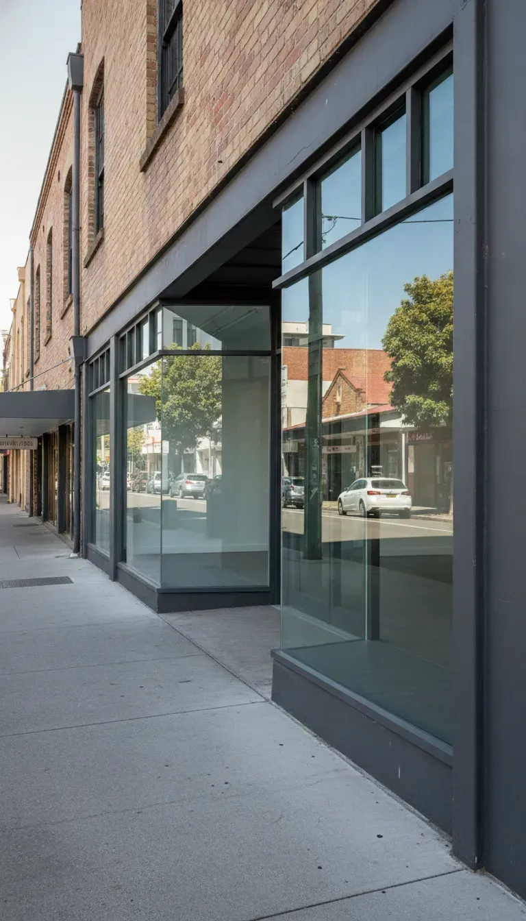 Shopfront glass replacement in Ascot with a large clear panel installed cleanly to restore security and presentation.